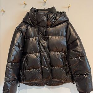 GAP Shiny Black Puffer Jacket
